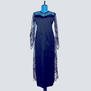 Vintage 90s Y2K Black Lace Maxi Dress Size Medium